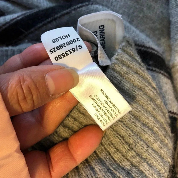 Y2K Old Navy Men size XL Pullover Sweater Navy Gray Horizon Striped Cozy Casual - Picture 6 of 6